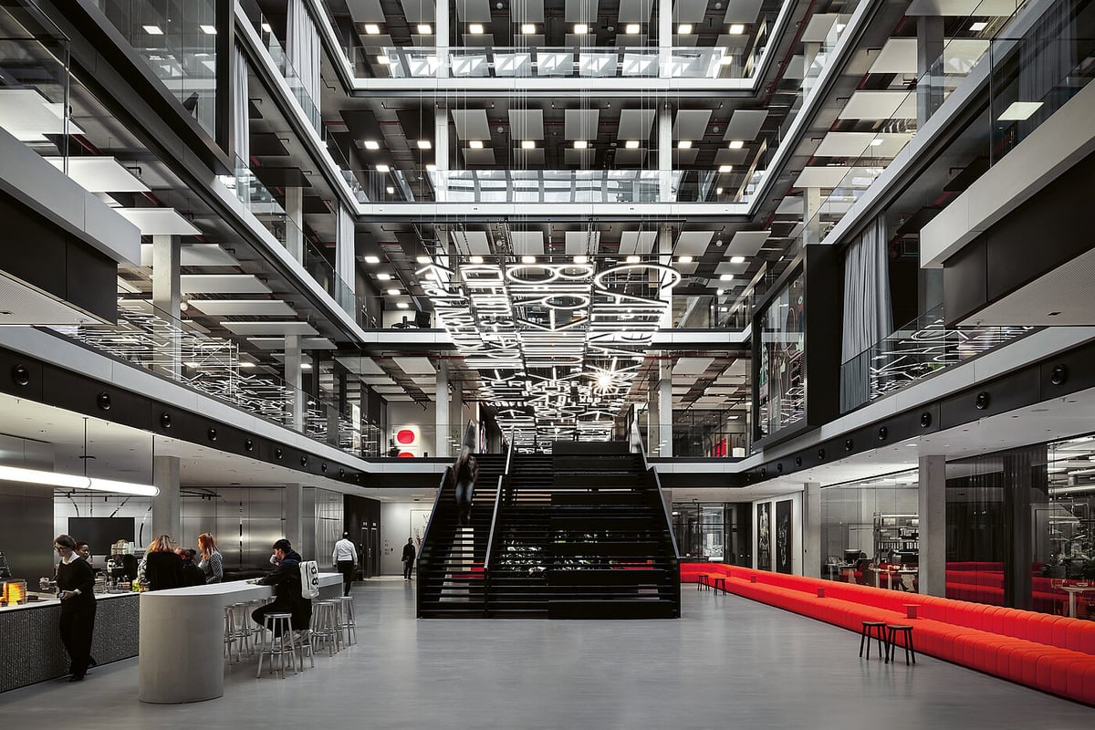 Serviceplan Group headquarters atrium in Munich